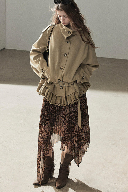 Faux Suede Trench Coat