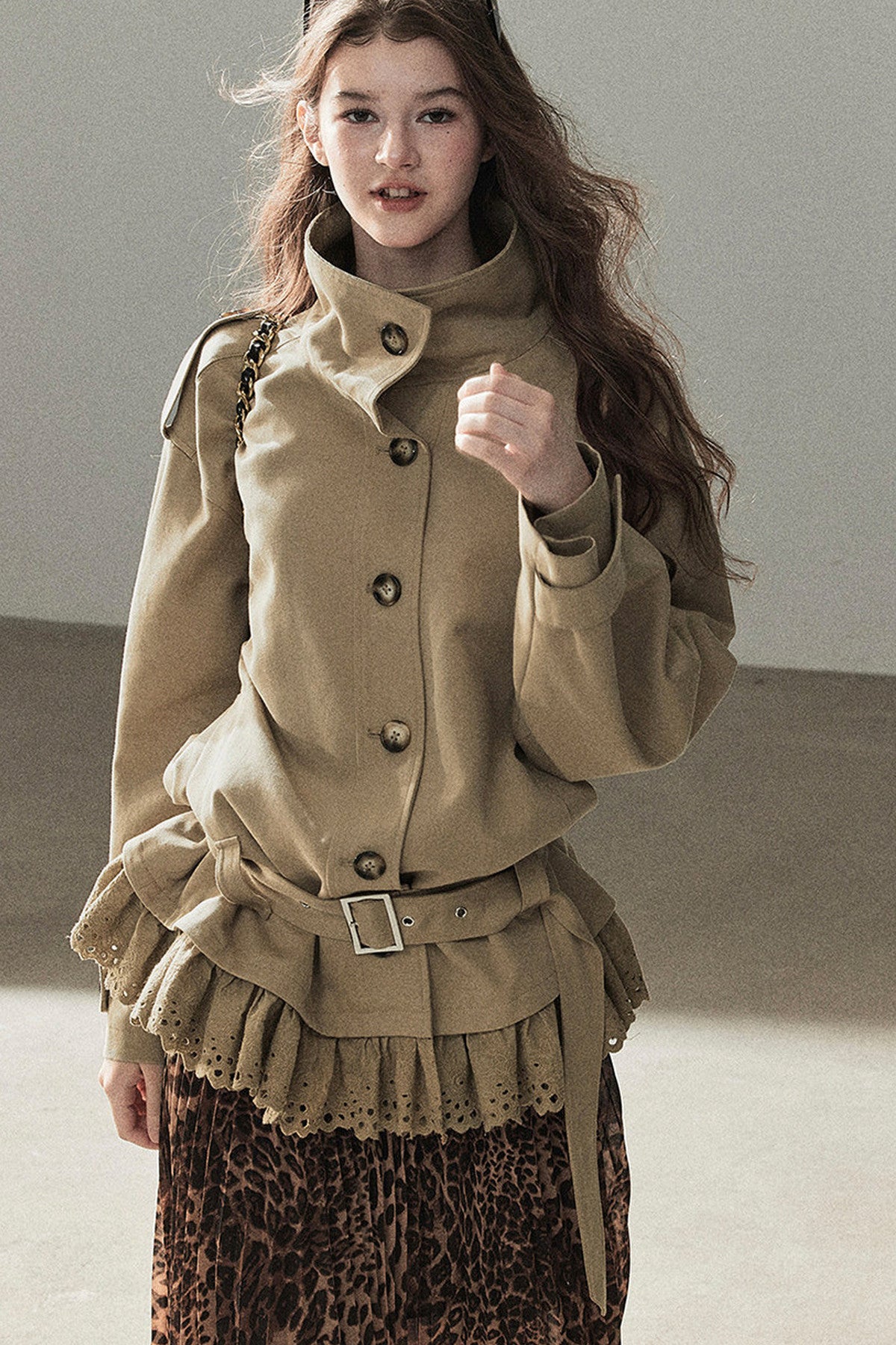 Faux Suede Trench Coat