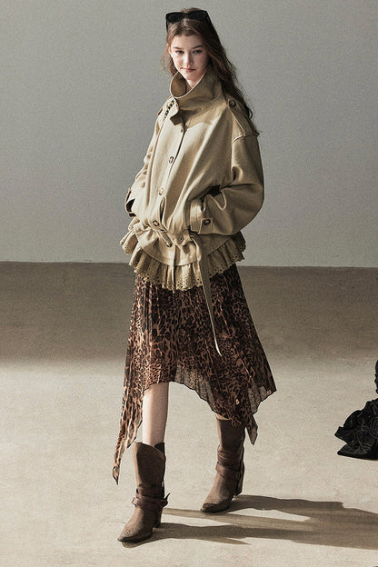 Faux Suede Trench Coat