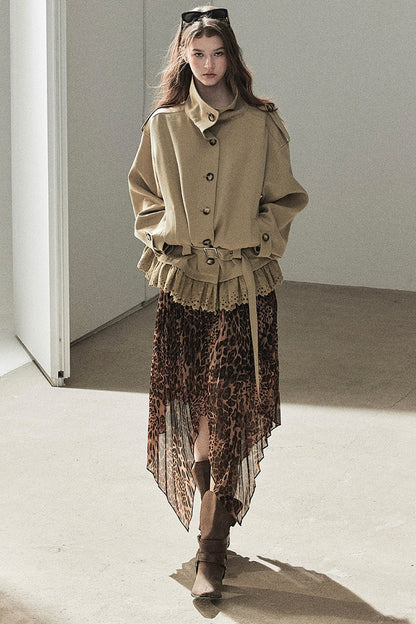 Faux Suede Trench Coat