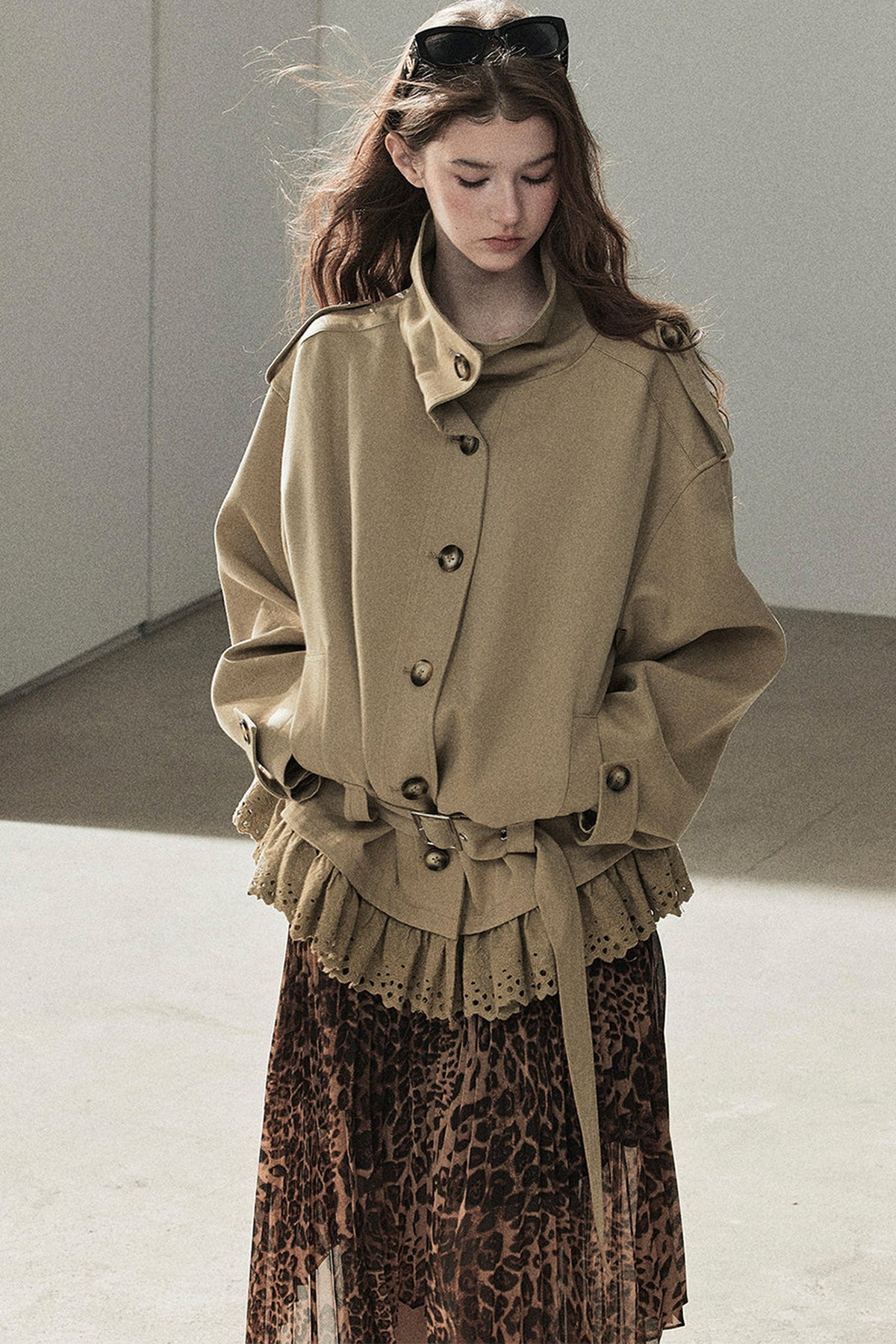 Faux Suede Trench Coat