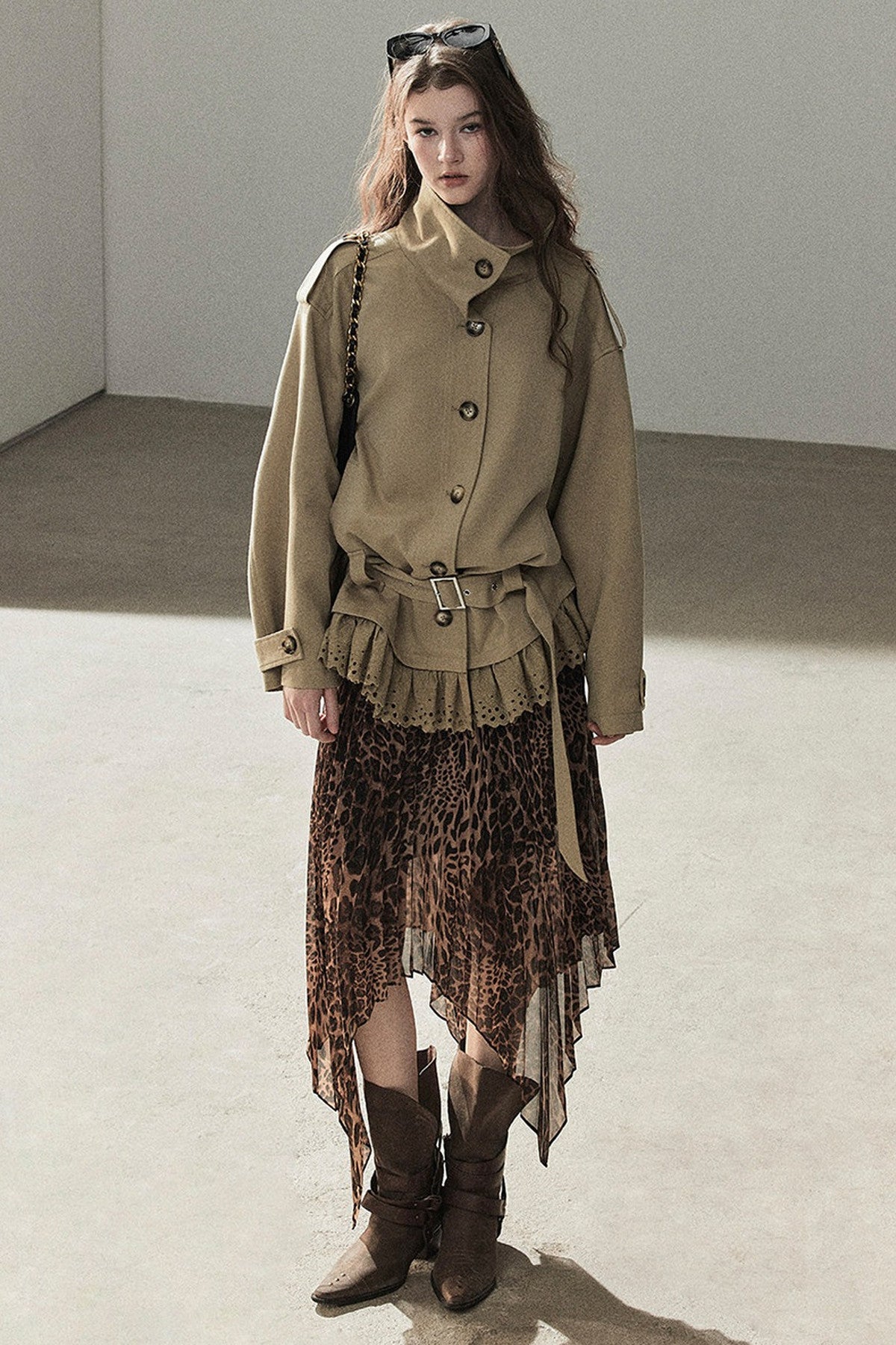 Faux Suede Trench Coat
