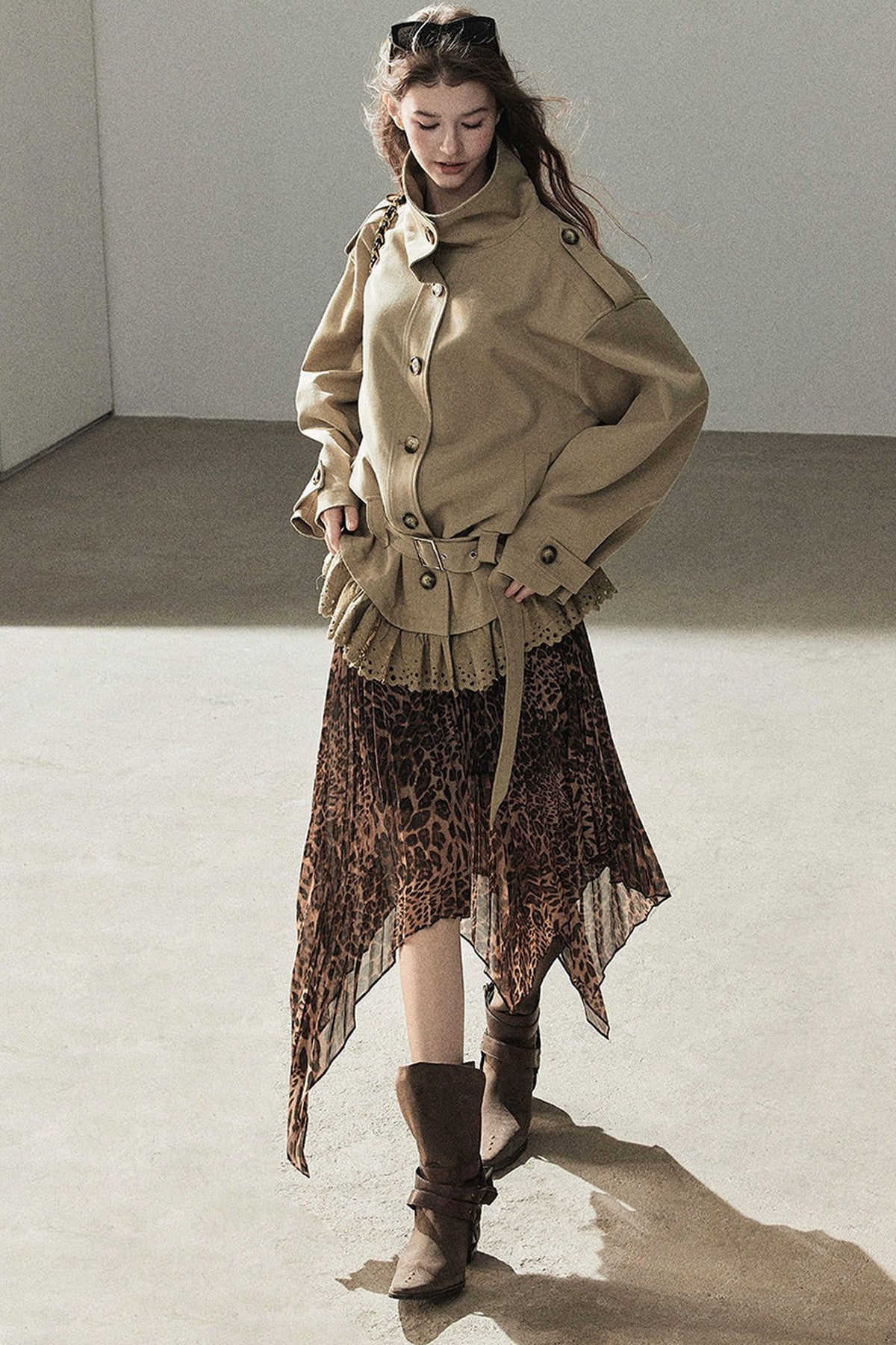 Faux Suede Trench Coat