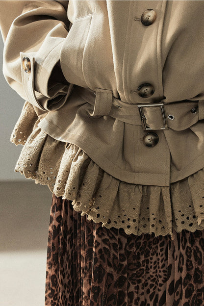 Faux Suede Trench Coat