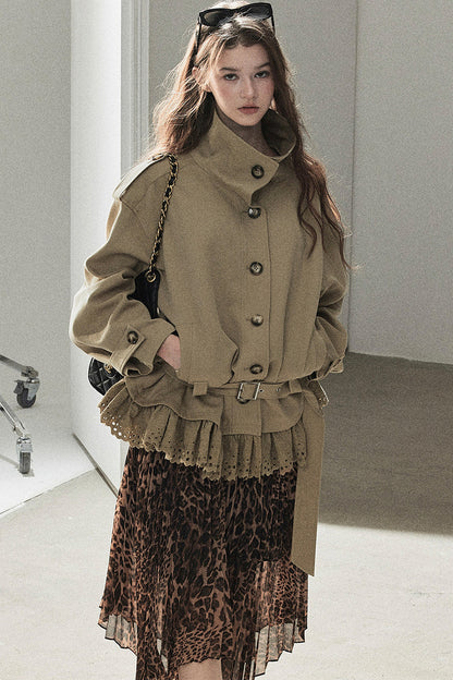 Faux Suede Trench Coat