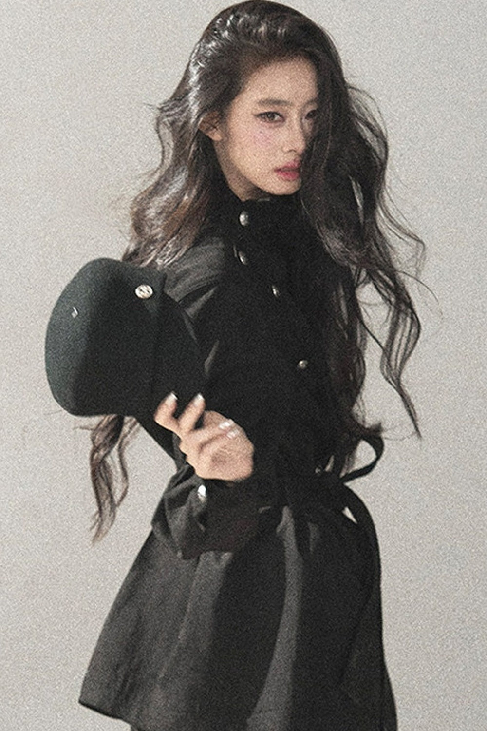 Ruffled High-Neck Trench Coat