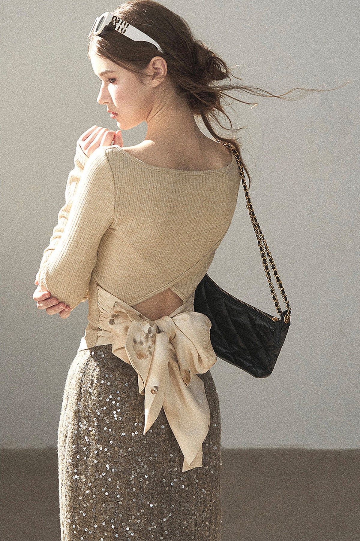 Whisper Bow Tie Knit Top