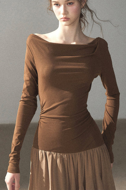 Layered Patchwork Flared Long Dress