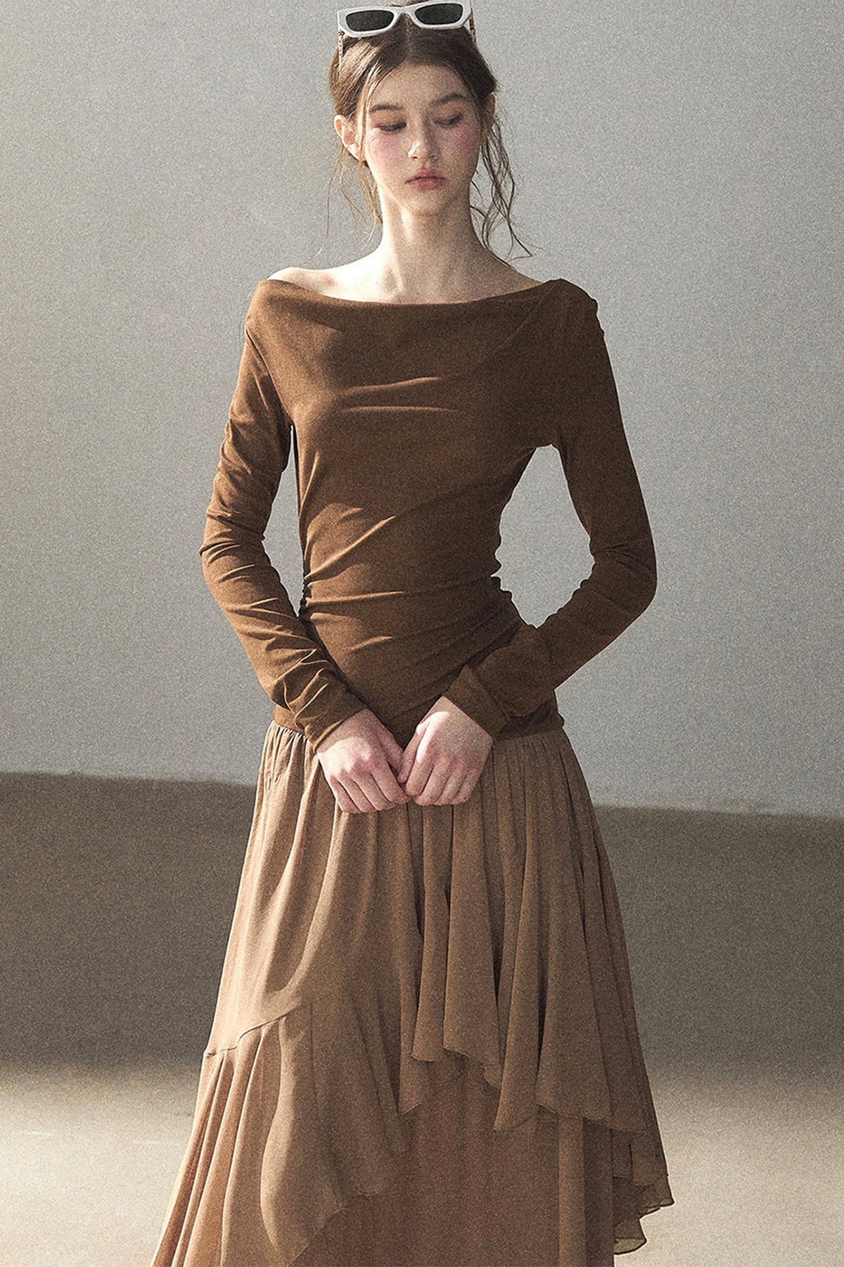 Layered Patchwork Flared Long Dress