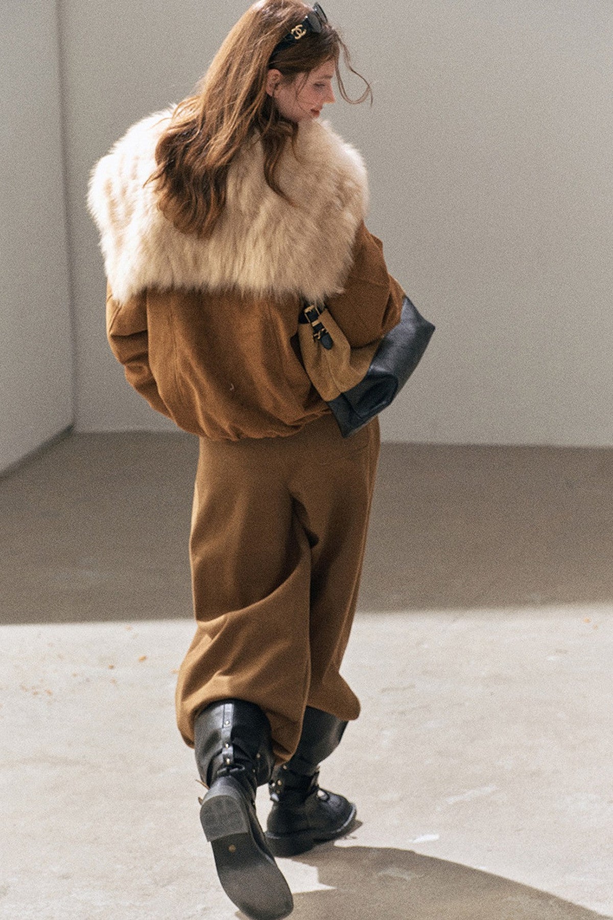 Horn Button Fox Fur Parka Coat