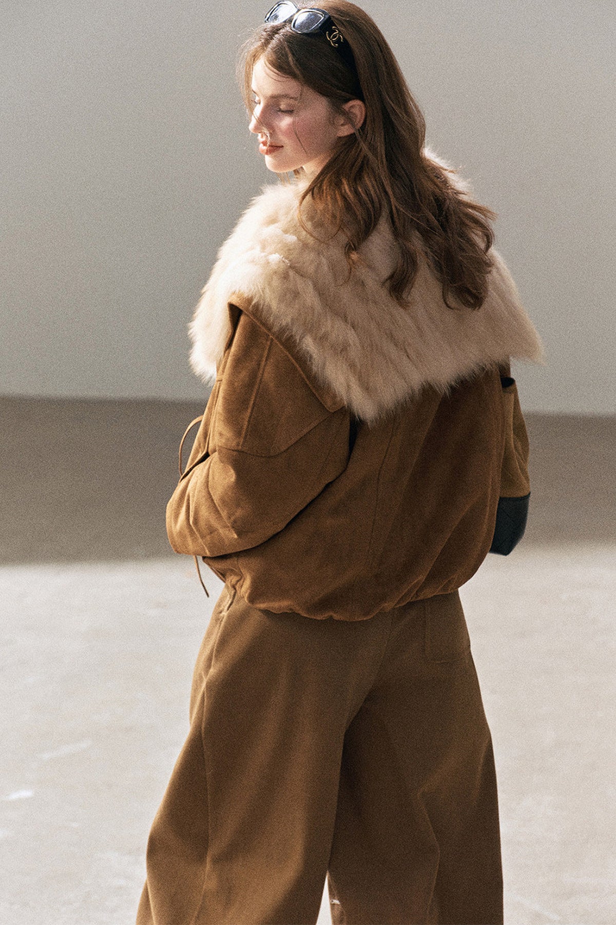 Horn Button Fox Fur Parka Coat