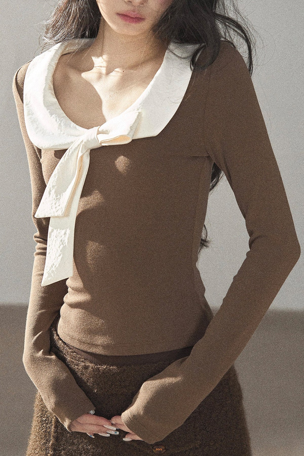 White Bow Knit T-Shirt