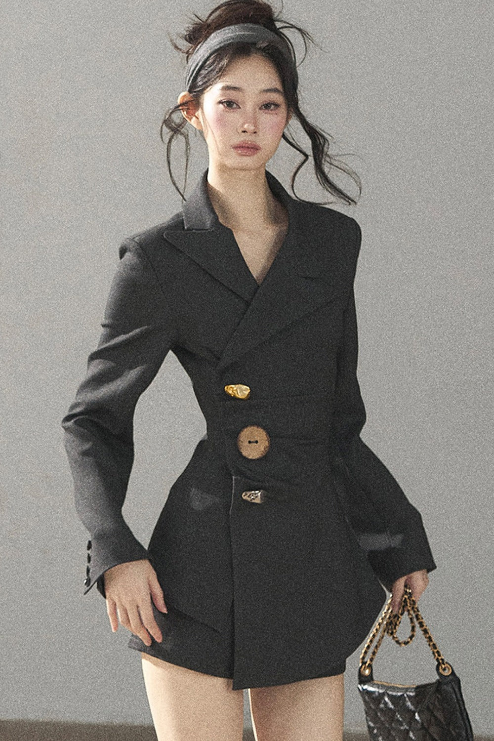 Dark Rock Gray Blazer and Shorts Set-Up