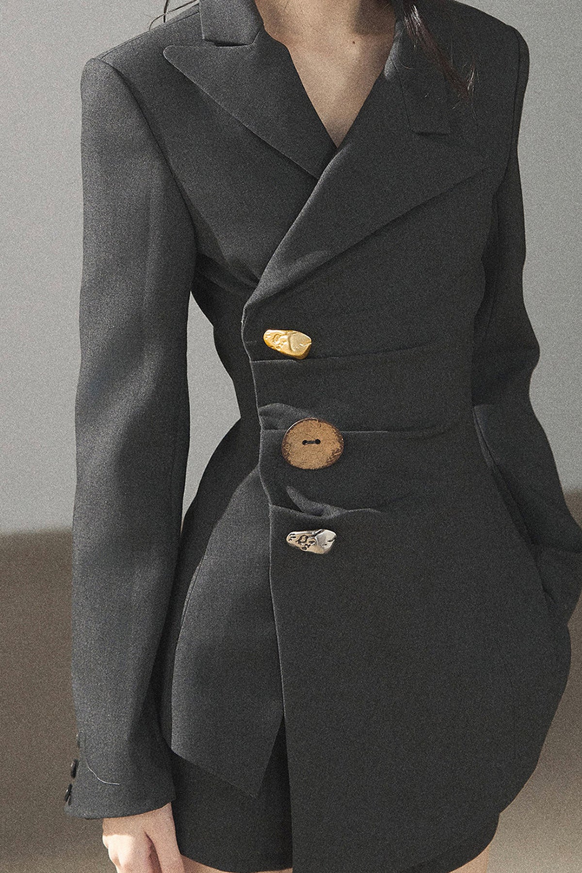 Dark Rock Gray Blazer and Shorts Set-Up