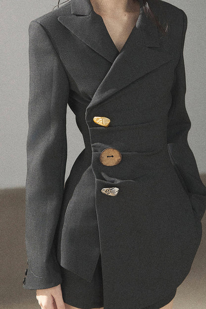 Dark Rock Gray Blazer and Shorts Set-Up