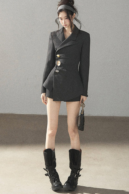 Dark Rock Gray Blazer and Shorts Set-Up