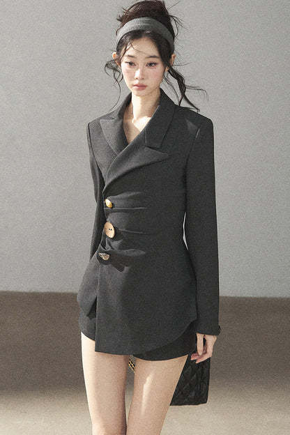 Dark Rock Gray Blazer and Shorts Set-Up