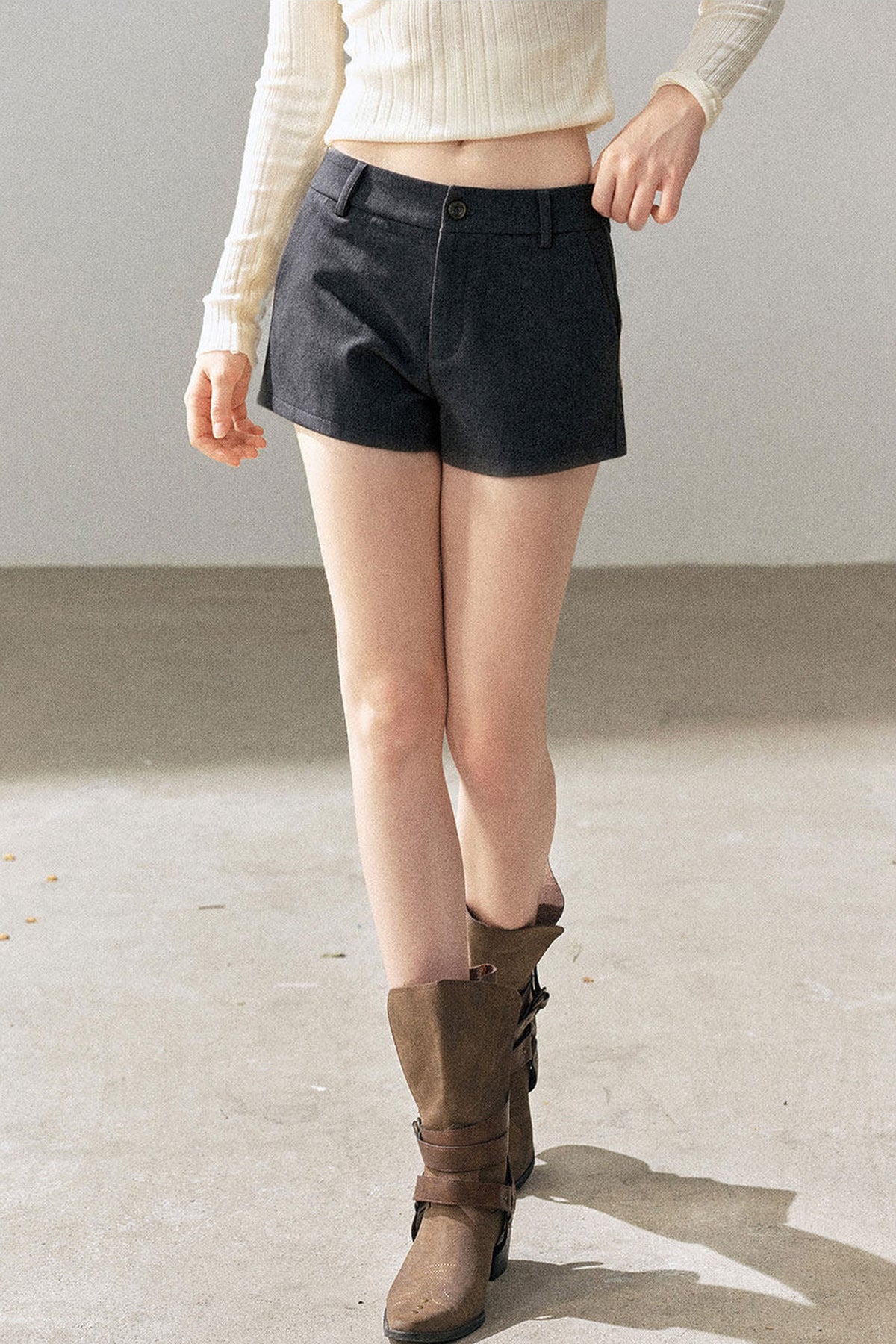 Dark Rock Gray Blazer and Shorts Set-Up