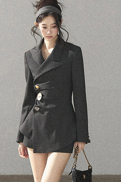 Dark Rock Gray Blazer and Shorts Set-Up