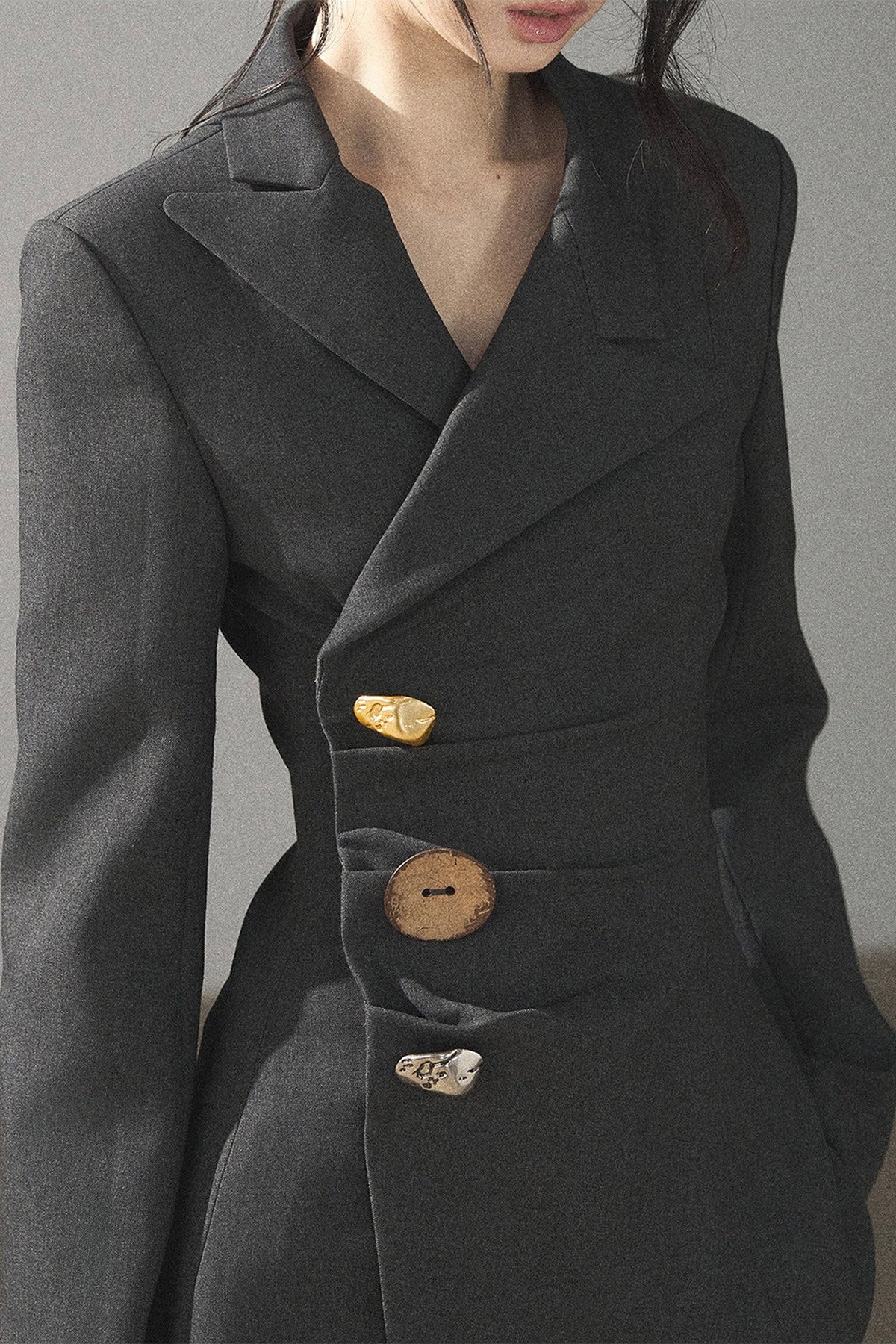 Dark Rock Gray Blazer and Shorts Set-Up