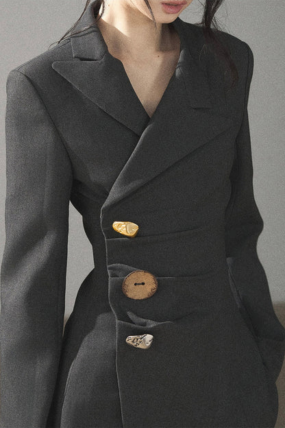 Dark Rock Gray Blazer and Shorts Set-Up
