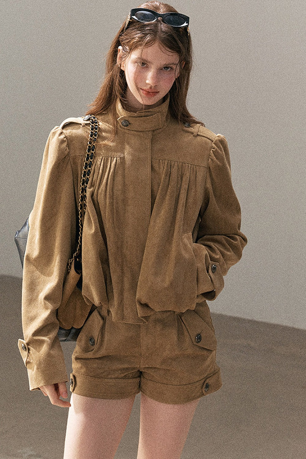 Ensemble veste et short en suédine