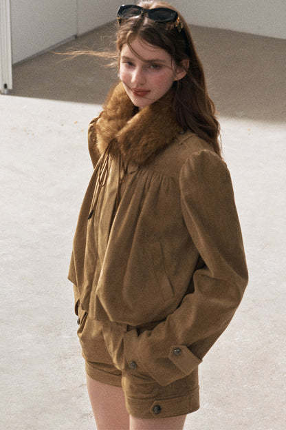 Ensemble veste et short en suédine