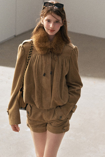Ensemble veste et short en suédine