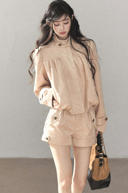 Ensemble veste et short en suédine