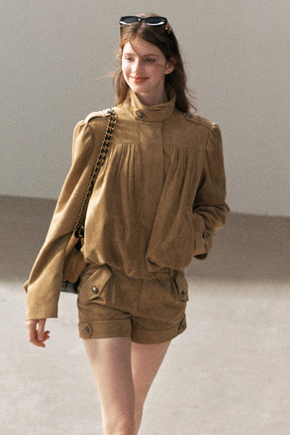 Ensemble veste et short en suédine
