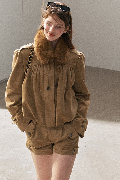 Ensemble veste et short en suédine