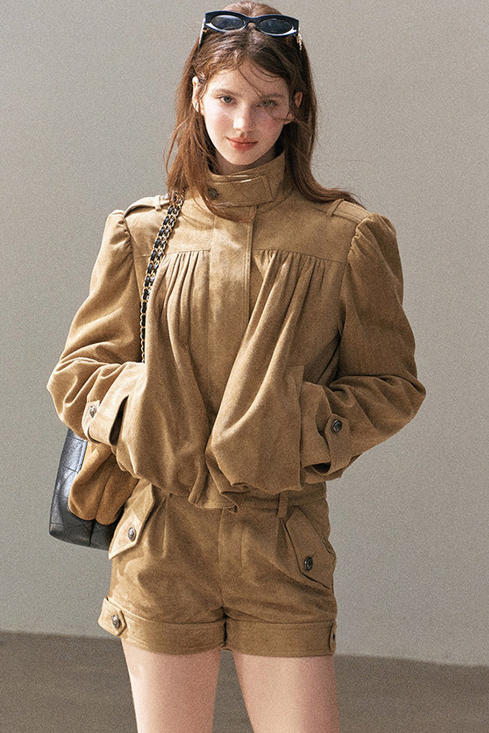Ensemble veste et short en suédine