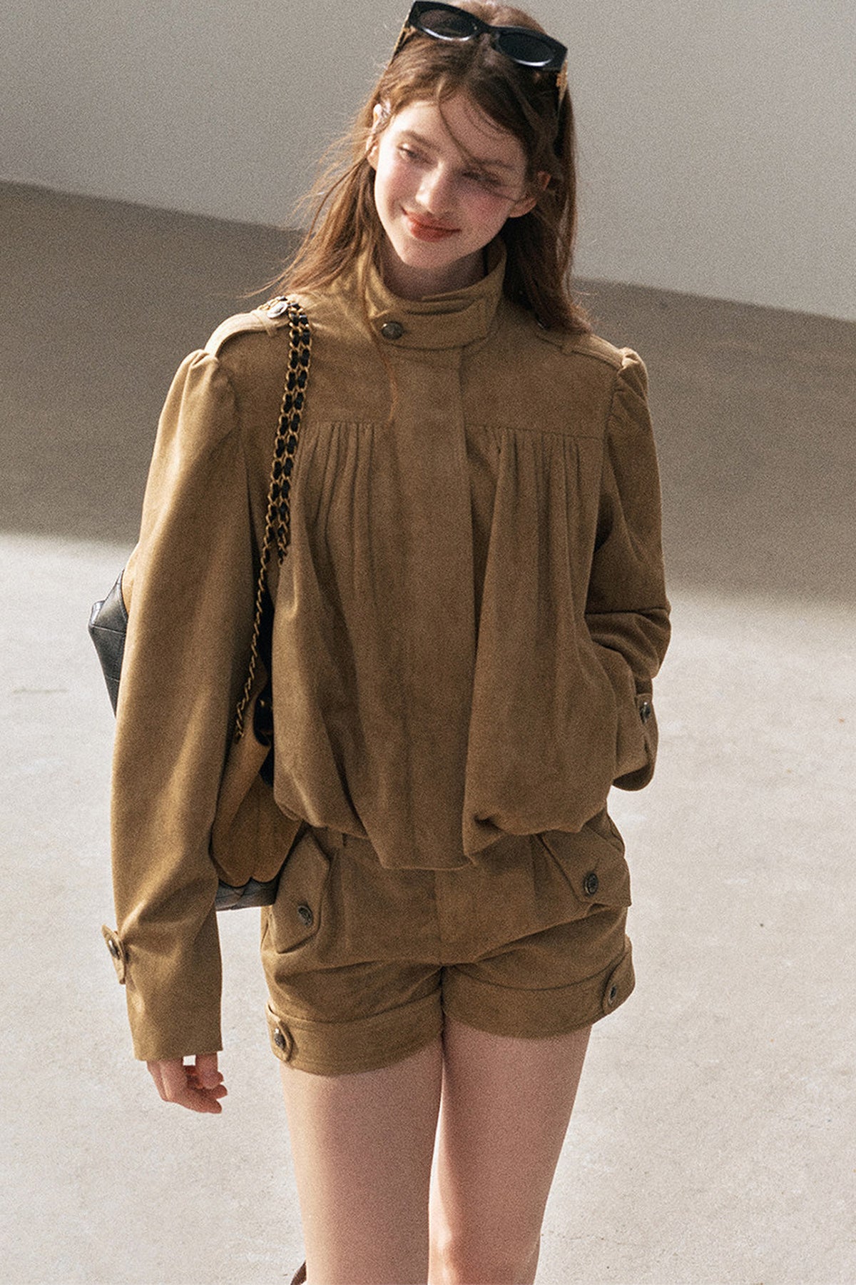 Ensemble veste et short en suédine