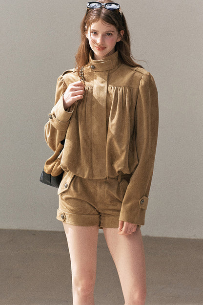 Ensemble veste et short en suédine