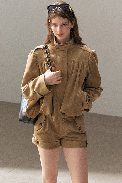 Ensemble veste et short en suédine