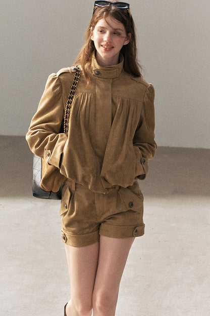 Ensemble veste et short en suédine