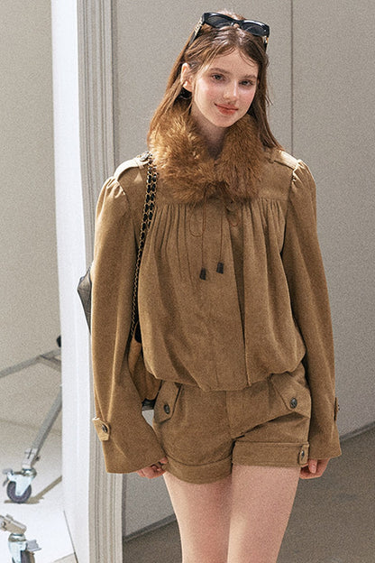 Ensemble veste et short en suédine