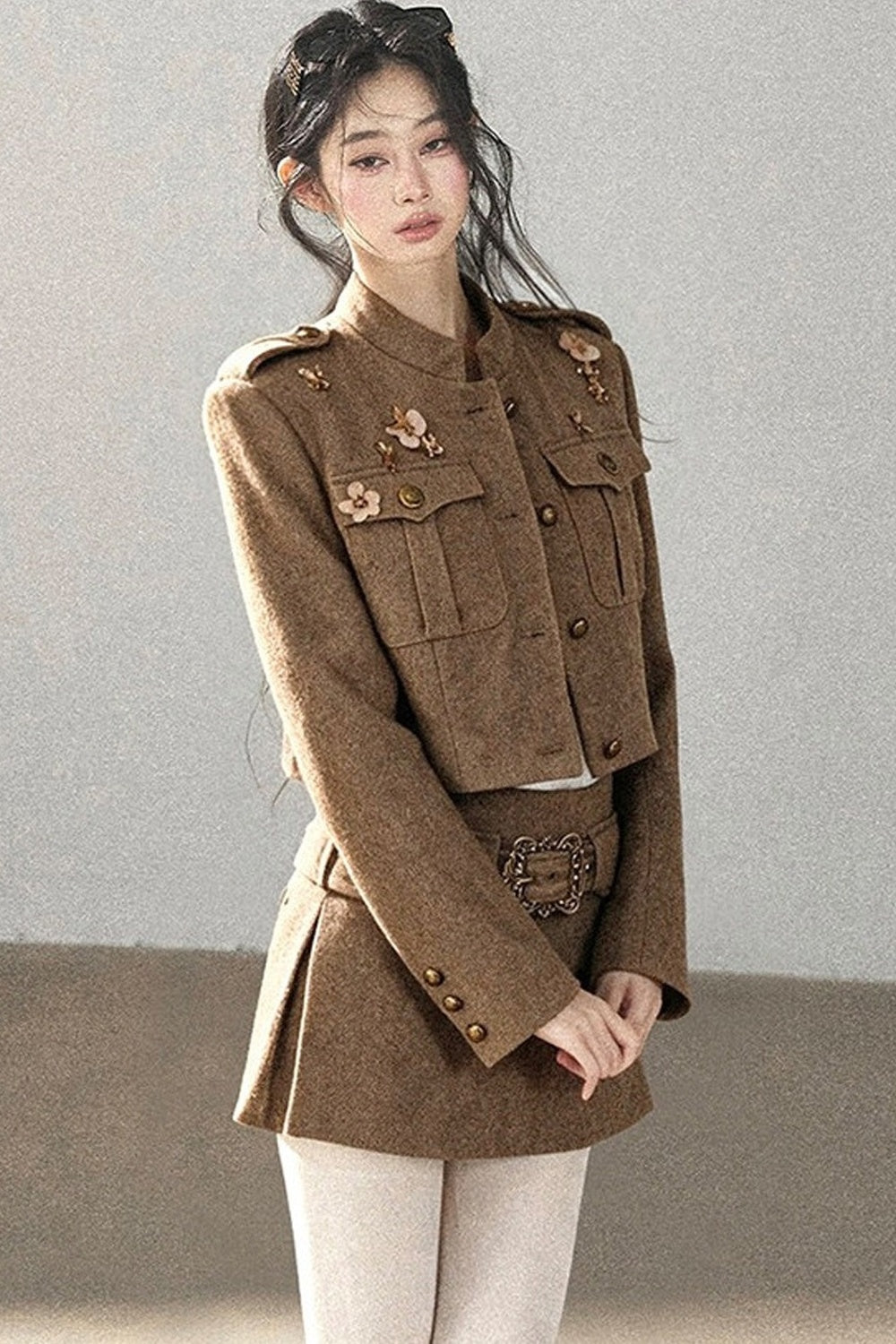 Wool Blend Jacket, Skirt and Top Set-Up