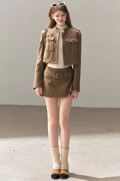 Wool Blend Jacket, Skirt and Top Set-Up