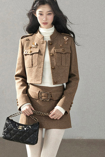 Wool Blend Jacket, Skirt and Top Set-Up