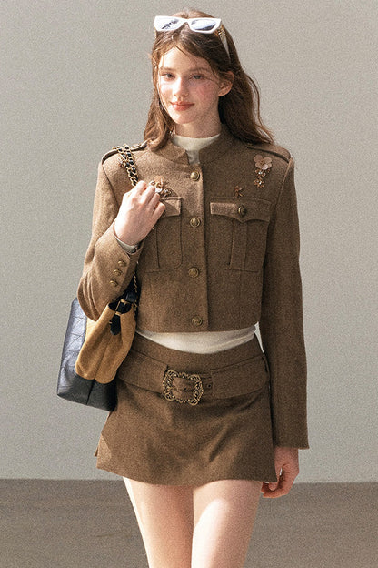 Wool Blend Jacket, Skirt and Top Set-Up