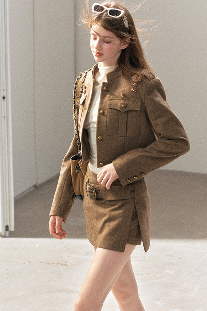 Wool Blend Jacket, Skirt and Top Set-Up