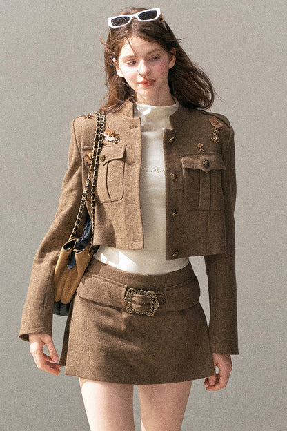 Wool Blend Jacket, Skirt and Top Set-Up
