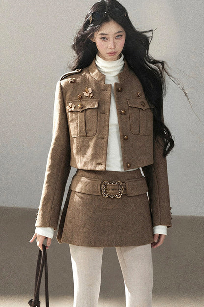 Wool Blend Jacket, Skirt and Top Set-Up