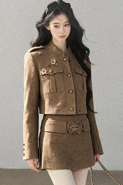 Wool Blend Jacket, Skirt and Top Set-Up
