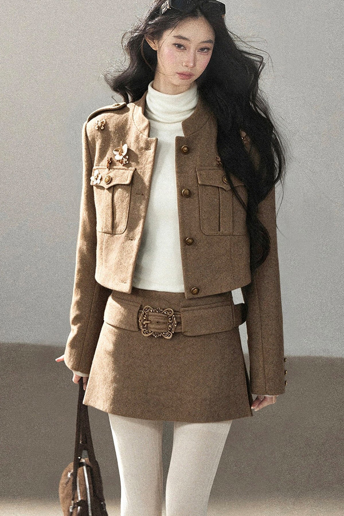 Wool Blend Jacket, Skirt and Top Set-Up
