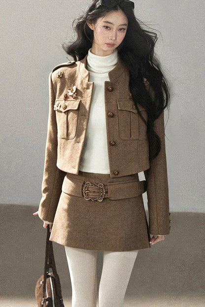 Wool Blend Jacket, Skirt and Top Set-Up