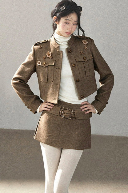 Wool Blend Jacket, Skirt and Top Set-Up