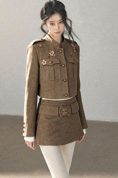 Wool Blend Jacket, Skirt and Top Set-Up