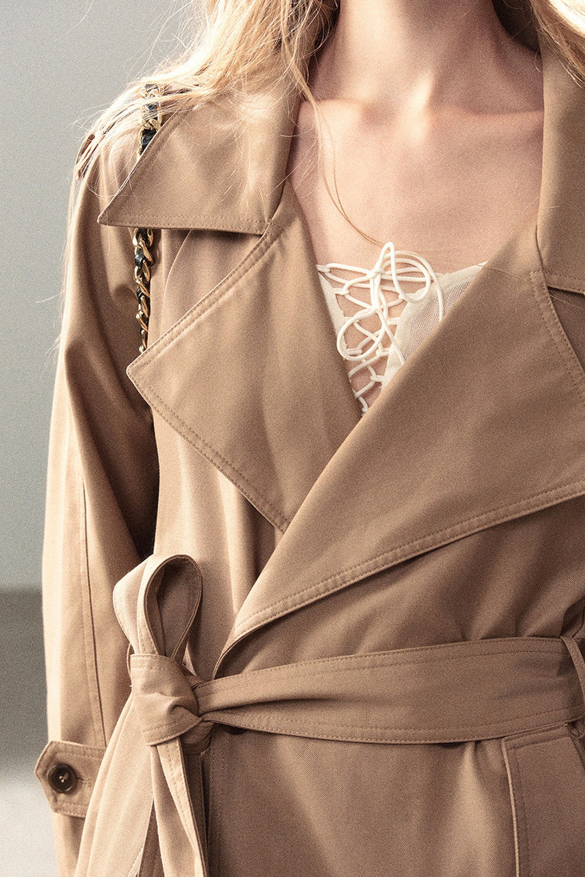 Long Double-Breasted Trench Coat